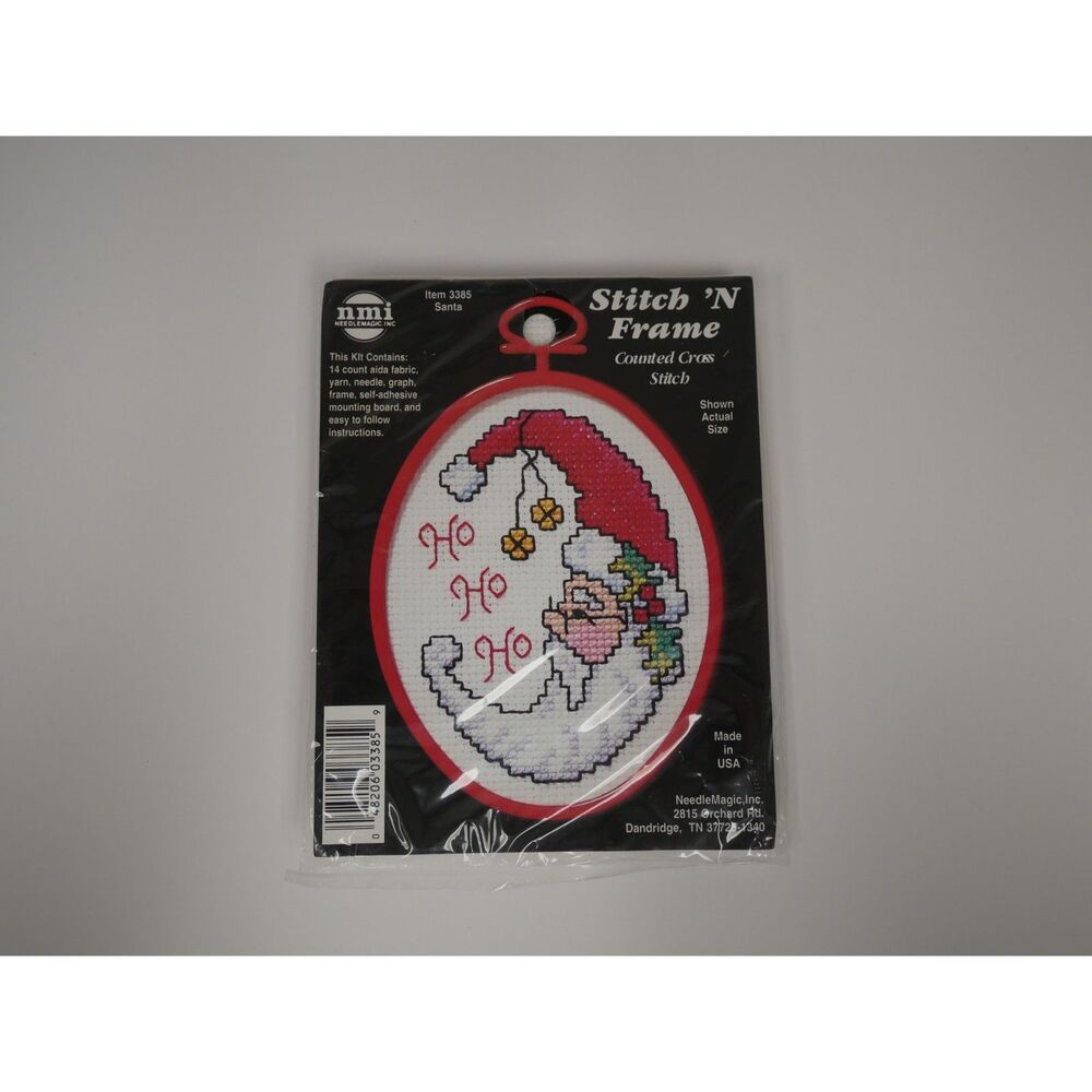 Vintage Needle Magic Stitch 'N Frame Santa Counted Cross Stitch Kit NIP
